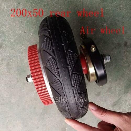 8 inch rear Wheels With Drive Gear+brake+axle kit 200x50 Inflatable tire tube /solid tyre with alloy rim for Electric scooter