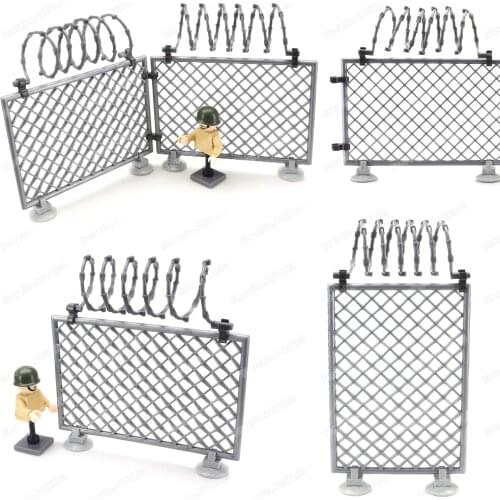 Base Military Barrier Building Block Moc Army WW2 Figures Soldier Guard Wall Assembly Model Child Christmas Gift Boy Creator Toy