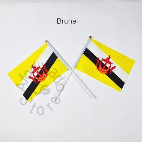 Brunei 14*21cm flag Banner Hand waving Flag Brunei National Flag