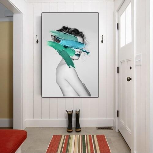 Citon Beauty girl with pigment Surrealism Scandinavian Canvas Oil Painting Artwork Poster Picture Wall Decor Home Decoration