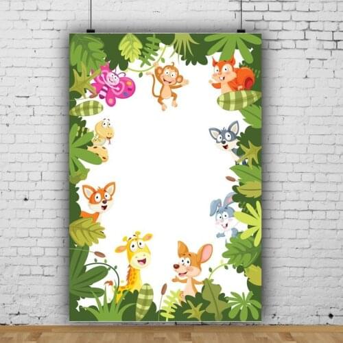 Child Happy Birthday Balloons Decoration Backdrop Photography Cartoon Animals Candy Kids Party Celebration Photo Background