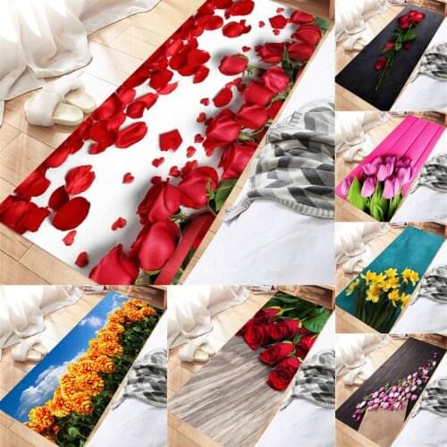 Rose and Sunflower Pattern Door Mat Hallway Carpets Area Rugs for Living Room Carpet Kitchen Bathroom Anti-Slip Floor Mats
