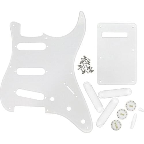 FLEOR Set of Transparent 8 Hole ST SSS Guitar Pickguard Back Plate Pickup Covers Knobs Guitar Parts