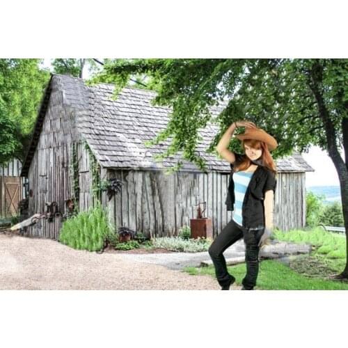 Rustic country barn cottage tree backdrop High quality Computer print children kids backgrounds