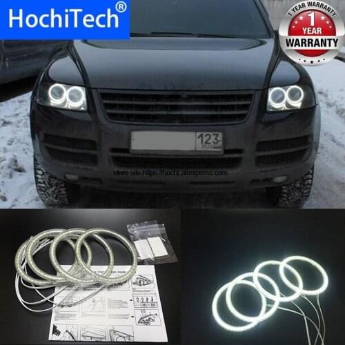 HochiTech for Volkswagen VW Touareg 2003-2006 Ultra bright SMD white LED angel eyes 12V halo ring kit daytime running light DRL