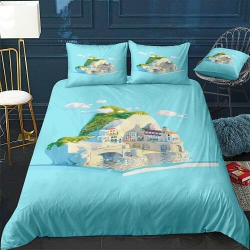Amalfi coast Quilt Cover Pillowcase 3Piece Comforter Bedding Set With Pillow Case Single Double Duvet Cover Home Decora