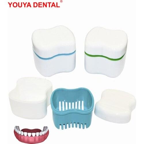 Dental Denture Box With Net Bath Case Container For Dentures Artificial False Teeth Storage Boxes Organizer Tooth Box Appliance