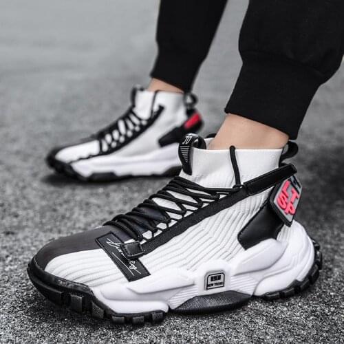 Mens Sneaker of Socks Breathable Mesh Sports Shoes Non-Slip Damping Footwear Thick-Bottom Chunky Zapatos New Trend Chaussures