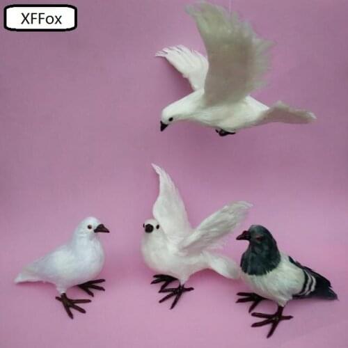 4 pieces a set real life pigeon models plastic&feather different dove bird dolls xf0043
