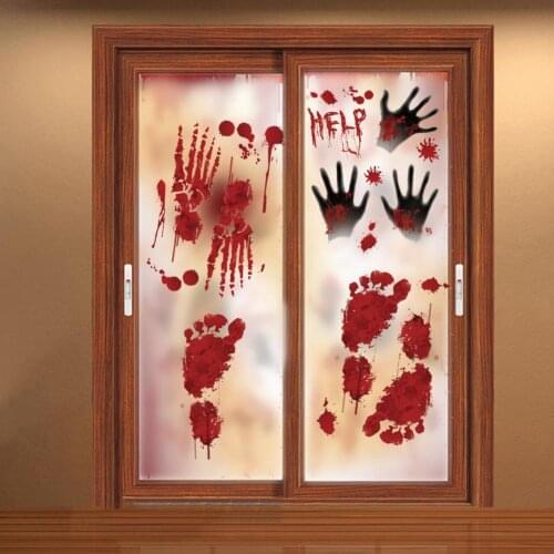 Halloween Stickers Real Looking Scissors Hammer Bloody Hand Halloween Party Stickers Skeleton Halloween Window Cover Sticker