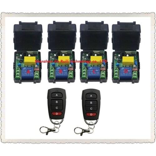 New AC220V 1CH Radio Controller RF Wireless Relay Remote Control Switch (2) Transmitter + (4) Receiver --JRL220V-11
