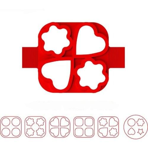 New Silicone Heart-shaped Love Omelette Mould Convenient 4-hole 4-hole Silicone Omelette Mould