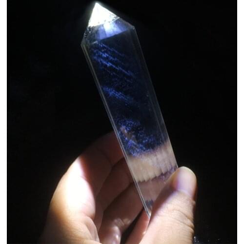 Top Quality 24 Sided Clear Quartz Vogel Style Wand Double Point Blue Angel Feather Wand Inspired Spiritual Reiki Healing Crystal