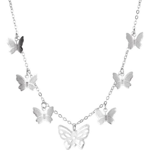 Bohemia Cute Butterfly Choker Necklace for Women Gold Silver Color Clavicle Chain Small Animal Butterfly Necklace Female Jewelry