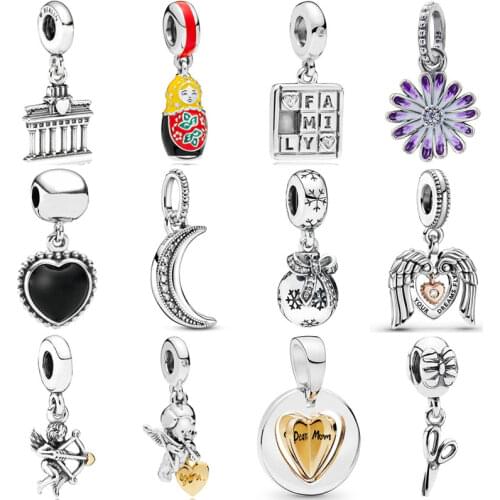 Black Mi Amor Onyx Berlin Brandenburg Gate Family Doll Pendant Bead 925 Sterling Silver Charm Fit Pandora Bracelet Diy Jewelry