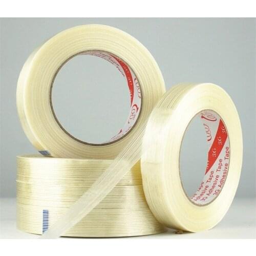 1pcs 50M Transparent fiber tape Car aircraft model fixed strength Striped fiber tape Glass fiber bundled single sided adhesive