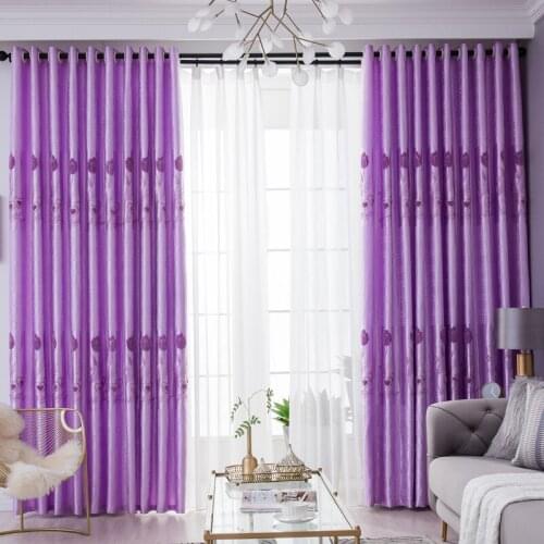 1pcs Simple and Modern Perforated Embroidered Curtain Bedroom Living Room Balcony Floor-to-ceiling Window Shade Cloth Top F8390