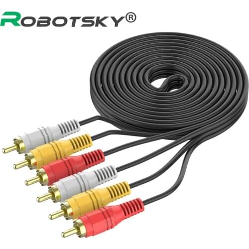 Robotsky 3 RCA Male to 3RCA Male Audio Video Cable RCA Splitter Cable 1.5M 3M 5M for DVD Sound TV box