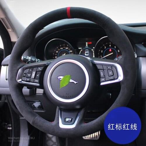 Steering Wheel Cover For JAGUAR XF XJL XE F-PACE F-TYPE Black Suede Leather Grip Auto interior Car accessorie