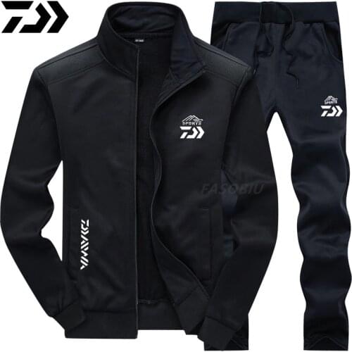 Daiwa Fishing Clothing Spring Autumn Fishing Suit Cotton Outdoor Camping Hiking Sport Set Solid colorFishing Suits