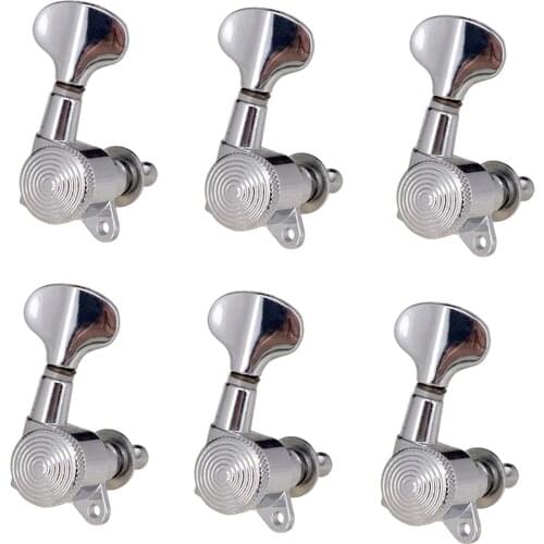 Silver Fishtail Folk Guitar Lock Gear Tuners Tuning Pegs Machine Heads 6R