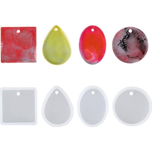 Silicone Casting Mold For DIY Resin Jewelry Pendants 4 Shapes Silicone Casting Mold Tools For Clay Epoxy Resin