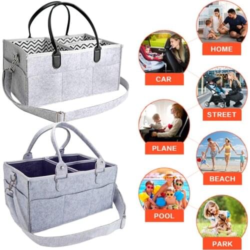Folding Premium Baby Diaper Caddy Organizer Portable Nursery Storage Bin Bag With Adjustable Shoulder Straps