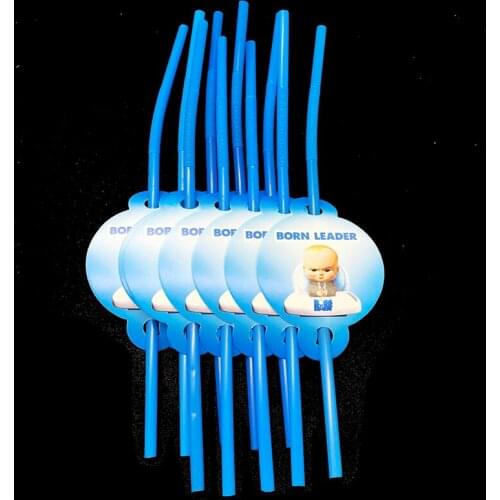 10pcs/lot little boss theme disposable straws baby boss theme birthday party decorations my little boss party supplies