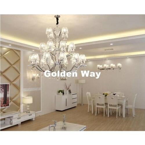 Modern European Candle K9 Clear Crystal Chandeliers Ceiling Living Room Home Decor E14 LED AC Wholesale Chandelier Free Shipping