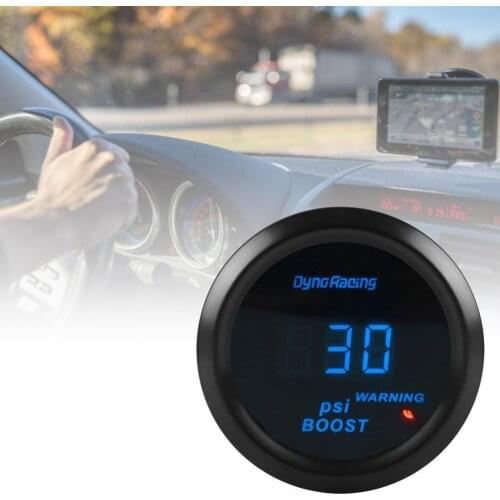 Turbo Boost Gauge -14-30PSI Blue LED Mini Digital 52mm Turbo Pressure Meter for 12V 4/6/8 Cylinders Gasoline Vehicles