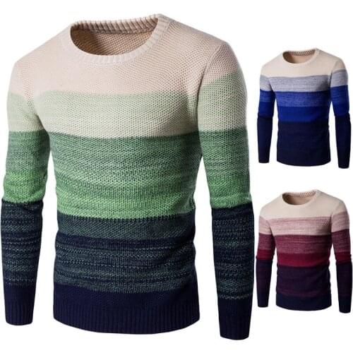 Spring autumn 2021 European American Casual stretch colored men\s sweater color matching warm sweater erkek mont sueter hombre