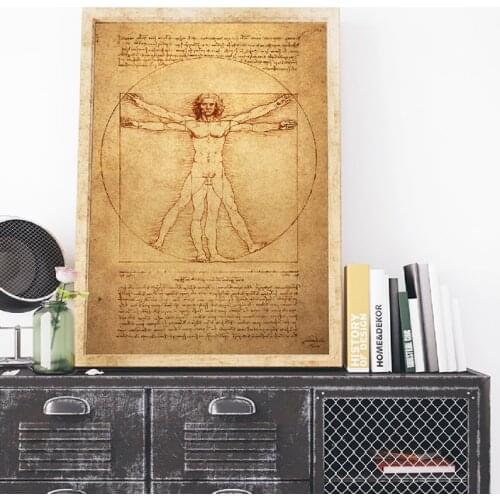 The Vitruvian Man Classical Famous Painting , Study of Proportions by Leonardo da Vinci Poster Canvas Prints Home Wall Art Decor