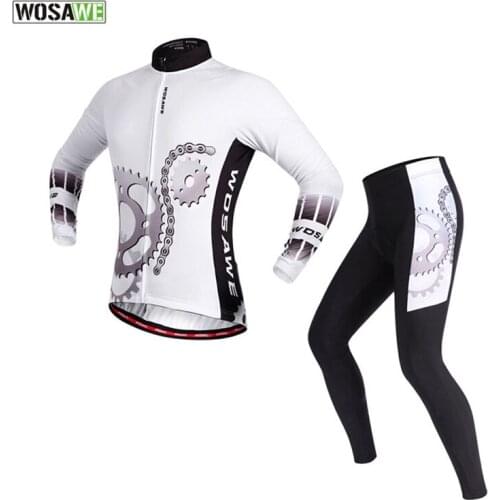 WOSAWE Men&Women Long Sleeve Cycling Jersey Sets/Bike Jersey/Breathable 4D GEL Padded Bicycle MTB Tights Sportswear Clothings