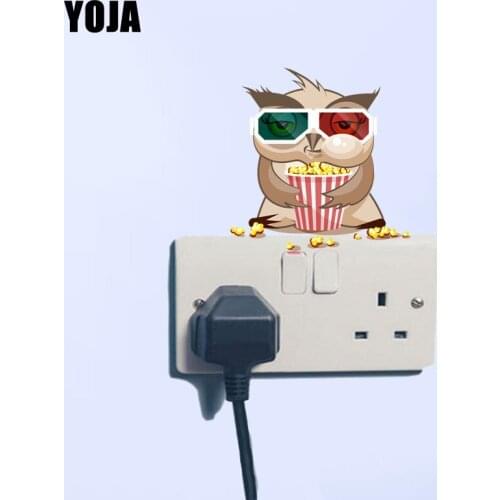 YOJA Pretty Colored Owls That Eat Popcorn Decor Switch Wall Sticker Living Room Bedroom 10SS0205