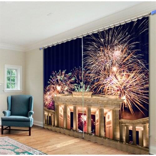 Blackout Fabric cityscape 3D Window Curtains Drapes For Living room Bed room Hotel Decorative Home Wall Tapestry