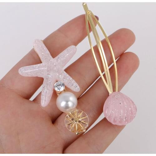 EASYA 2pcs/Set Starfish Shell Hairpin Fashion Colorful Korean Style Hair Clips For Women Cute Hairwear Hair Accessories
