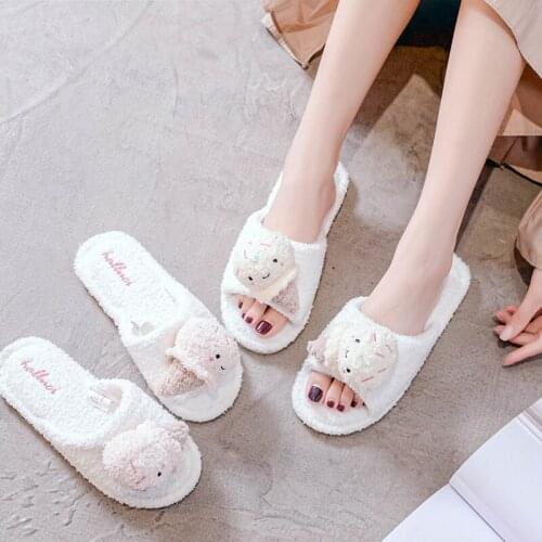 Women Indoor Slippers Warm Plush Home Slipper Anti Slip Autumn Winter Shoes Woman House Floor Soft