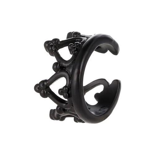 Hollow Heart U-Shaped Crown Sweet Black Silver Plated Golden Clip Earrings For Women Ear Cuff