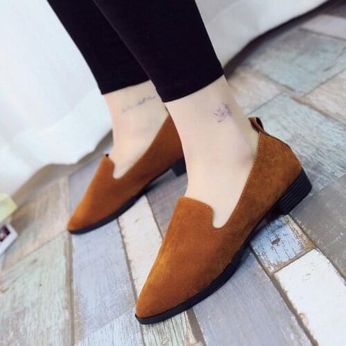 2021 Spring Women Flats Shoe Suede Slip on Female Shoe Comfortable Ballet Flats Size 35-40