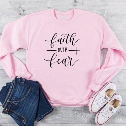 Mom Life Positive Strength Pullover Girl Casual Jumper Christian Hope Love Hoodies Faith Over Fear Sweatshirt Women