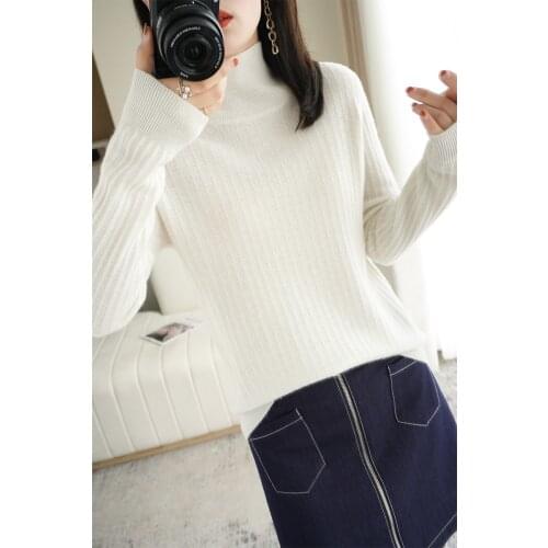 KOIJINSKY 2021 pure wool autumn winter top womens high neck sweater knitted sweater