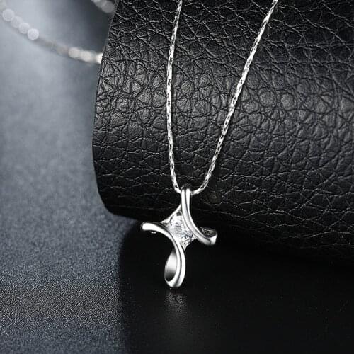 Hot Popular brands 925 sterling silver Platinum fine Crystal Cross Pendant Necklace for woman fashion Jewelry party wedding gift