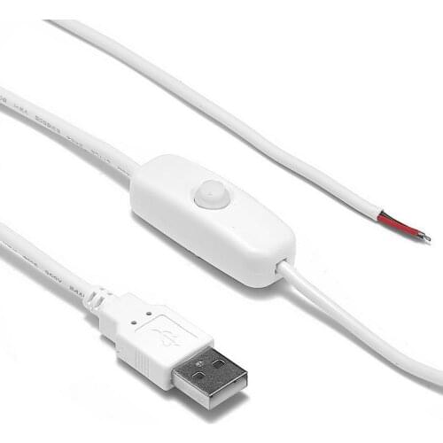 1m 1.5m 2m 2 Pin USB Connector Copper Wires With ON/OFF Switch DIY USB Connector Extension Cable For Table Lamp 5050 LED Strip