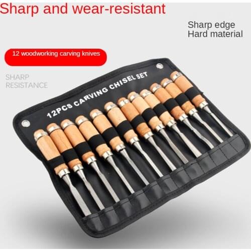 12Pcs/set of Handmade Woodcarving Hand Chisel Tool Set Diy Hand Tools Woodcarving Knife Tool Set Woodworking