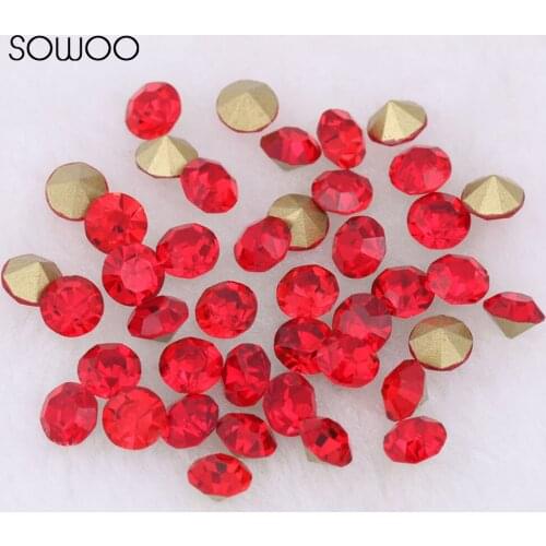 1440pcs/lot 2-6mm sizes Round crystal Fancy stone Pointed back glass red color stone For Choice Jewelry Making