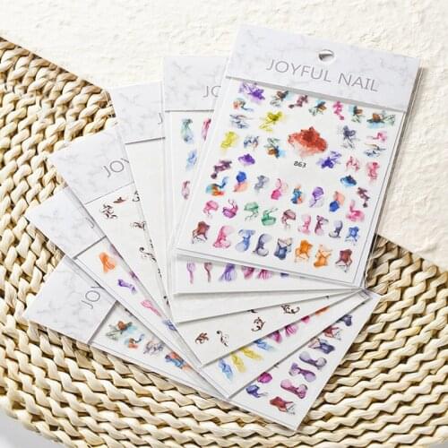 3D Nail Sticker Color Laser Stickers Nails Accessories Creative DIY Decorative Nail Stickers Blooming Fake Nail Decal Nail Art