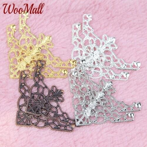 50Pcs Filigree Wraps Pick Color Connectors Metal Crafts Connector For Jewelry Making DIY Accessories Charm Pendant