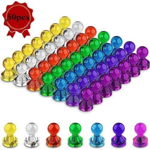 50pcs Push Pin Magnets Thumbtacks Strong Neodymium Magnets Cones Fridge Whiteboard Magnets Office Home Tools 7 Colors Magnet