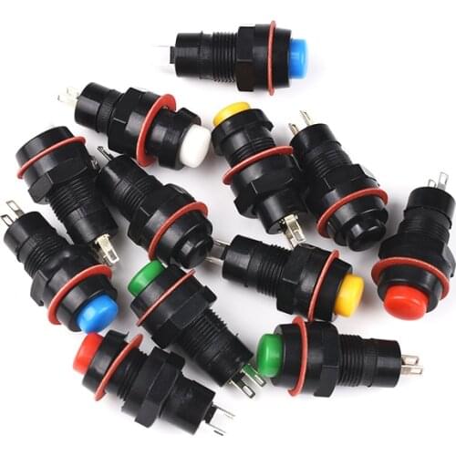 6pcs DS-211 DS-213 Push Button Switch 10mm Momentary / Self Locking Round Button Switch DS211 DS213 Miniature