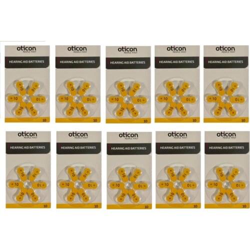 Oticon Hearing aid Battery 6'lı No:10 Total 10x6 = 60 PCs